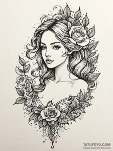Aphrodite's silhouette formed from sea foam a... - эскиз тату (№1751742379_0, 05.07.2025 19:06) — Tatufoto.com