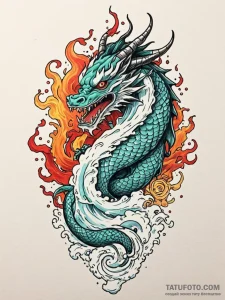 Jade relic devouring celestial flame, tattoo... - эскиз тату (№1751742555_0, 05.07.2025 19:09) — Tatufoto.com