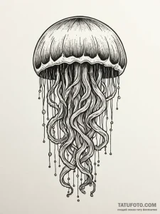 Jellyfish with tentacles that are delicate, b... - эскиз тату (№1751742984_0, 05.07.2025 19:16) — Tatufoto.com