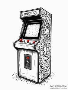 Abandoned arcade machine, its screen a portal... - эскиз тату (№1751743156_0, 05.07.2025 19:19) — Tatufoto.com