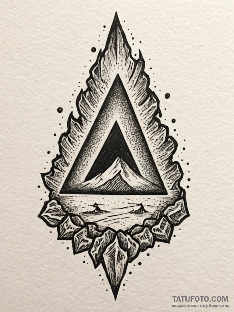 Volcanic rune burning through stone, tattoo s... - эскиз тату (№1751743327_0, 05.07.2025 19:22) — Tatufoto.com