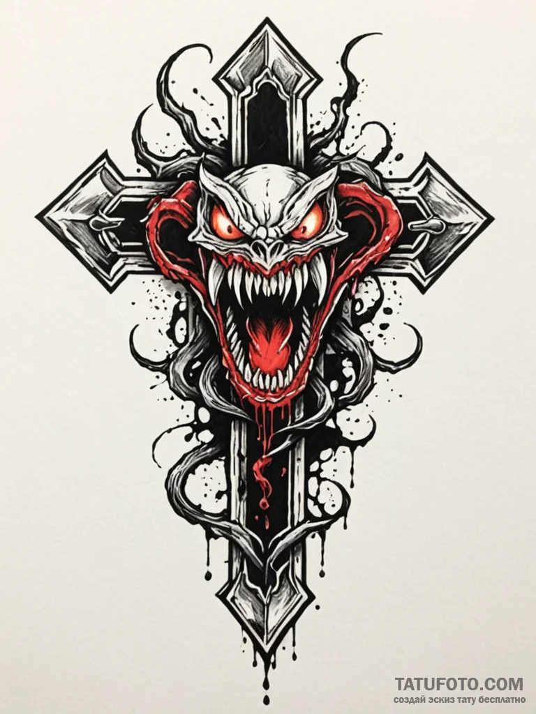 Broken fang stained with venom, tattoo sketch... - эскиз тату (№1751743847_0, 05.07.2025 19:30) — Tatufoto.com