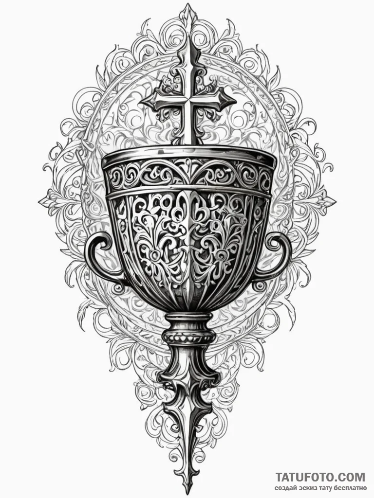 Iron chalice filled with shadows, artistic ta... - эскиз тату (№1751743935_0, 05.07.2025 19:32) — Tatufoto.com