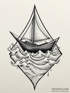 Origami boat on a wave, tattoo flash sheet de... - эскиз тату (№1751744023_0, 05.07.2025 19:33) — Tatufoto.com