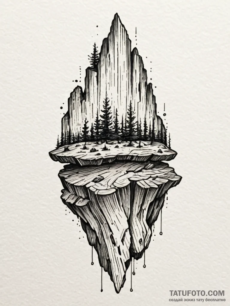 Petrified wood, ink illustration for tattoo,... - эскиз тату (№1751744109_0, 05.07.2025 19:35) — Tatufoto.com