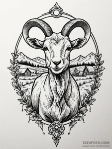 A classic bell on a goat, farm,, tattoo sketc... - эскиз тату (№1751744452_0, 05.07.2025 19:40) — Tatufoto.com