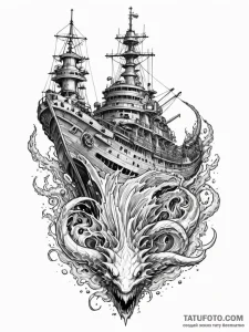 Abyssal leviathan with armor plates of sunken... - эскиз тату (№1751745478_0, 05.07.2025 19:57) — Tatufoto.com