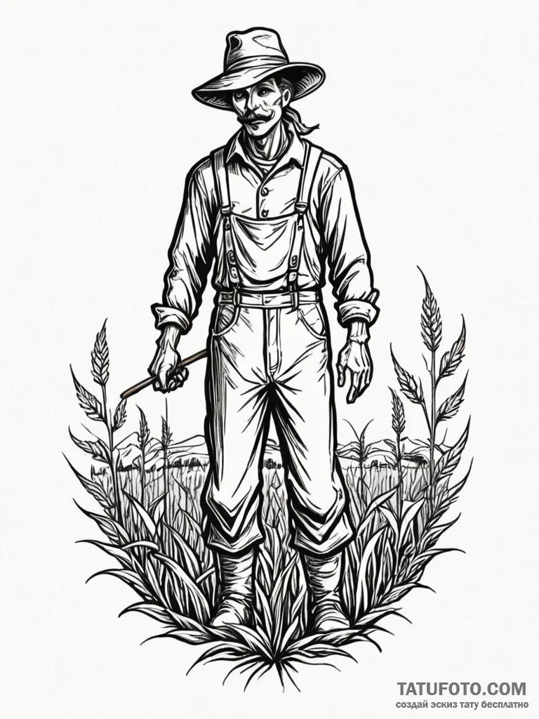 Scarecrow, having done its job, standing prou... - эскиз тату (№1751745732_0, 05.07.2025 20:02) — Tatufoto.com