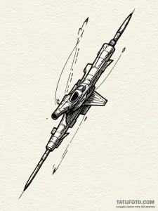 Javelin missile in mid-flight, with a trail o... - эскиз тату (№1751745816_0, 05.07.2025 20:03) — Tatufoto.com