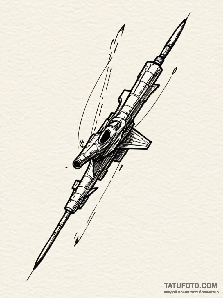 Javelin missile in mid-flight, with a trail o... - эскиз тату (№1751745816_0, 05.07.2025 20:03) — Tatufoto.com