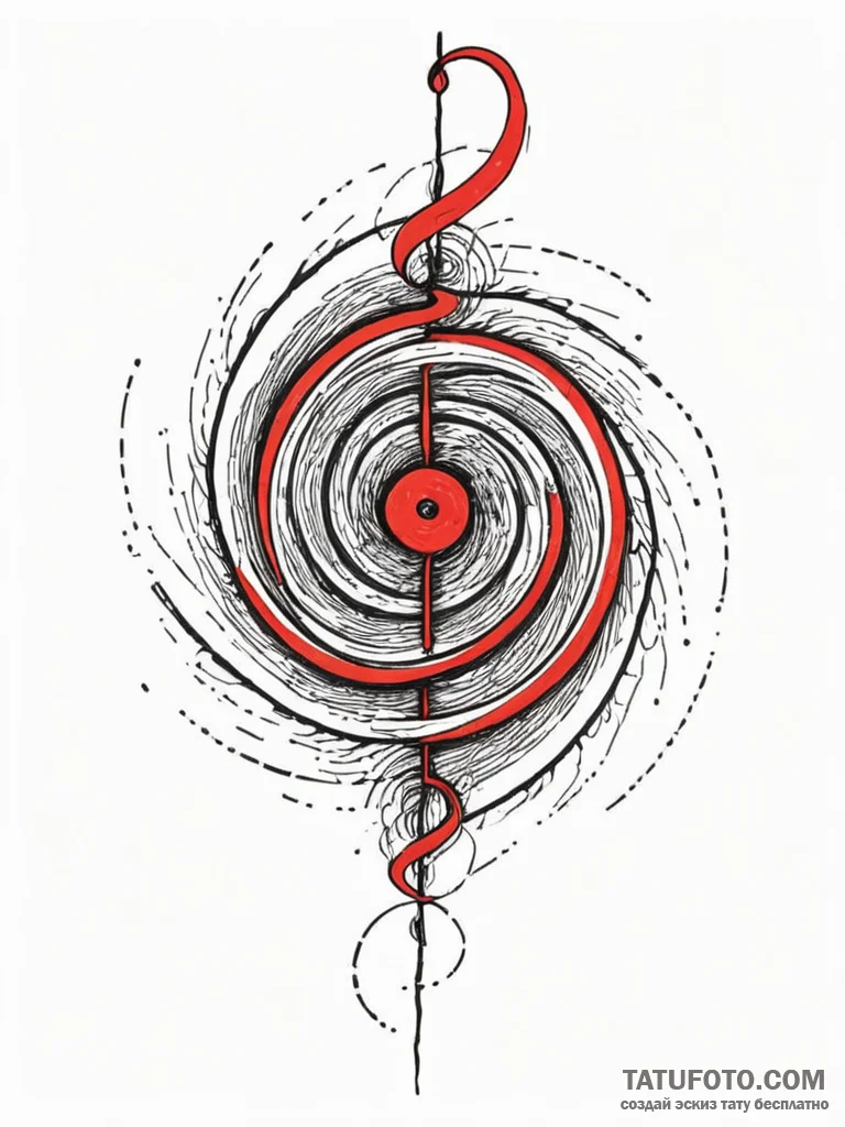 Yellow glyph spiraling through void, tattoo l... - эскиз тату (№1751746068_0, 05.07.2025 20:07) — Tatufoto.com