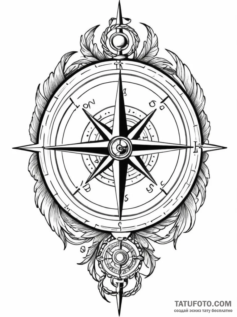 Mariner's compass, reliable and true, tattoo... - эскиз тату (№1751746659_0, 05.07.2025 20:17) — Tatufoto.com