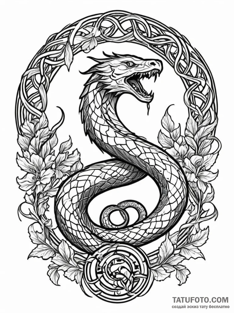 Iron serpent breaking sacred seal, artistic t... - эскиз тату (№1751746828_0, 05.07.2025 20:20) — Tatufoto.com