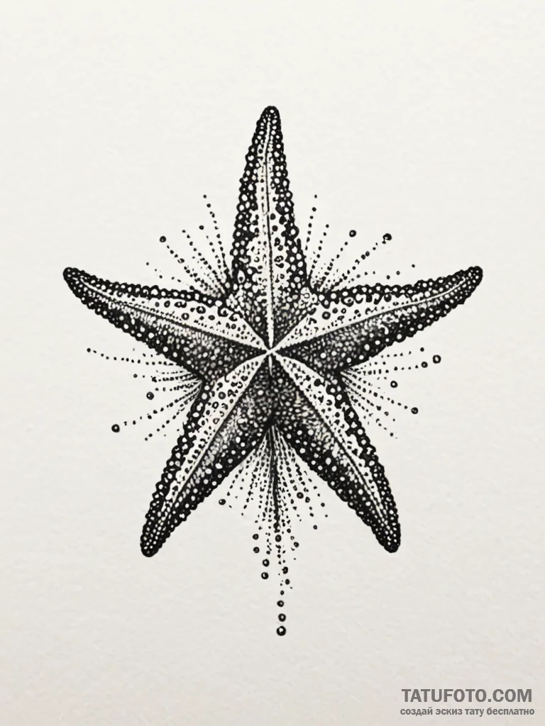 Starfish, tattoo flash sheet design, on a cle... - эскиз тату (№1751746996_0, 05.07.2025 20:23) — Tatufoto.com