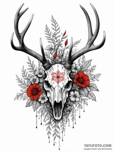 Elk skull used as a planter for carnivorous f... - эскиз тату (№1751747249_0, 05.07.2025 20:27) — Tatufoto.com