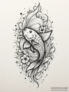 Koi fish swimming in starry void, artistic ta... - эскиз тату (№1751747923_0, 05.07.2025 20:38) — Tatufoto.com