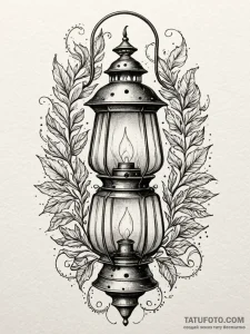 Engraved lantern burning faintly, artistic ta... - эскиз тату (№1751748176_0, 05.07.2025 20:42) — Tatufoto.com