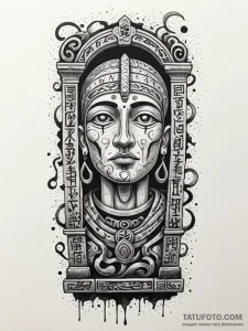 An ancient sarcophagus in a dimly lit tomb, i... - эскиз тату (№1751748345_0, 05.07.2025 20:45) — Tatufoto.com