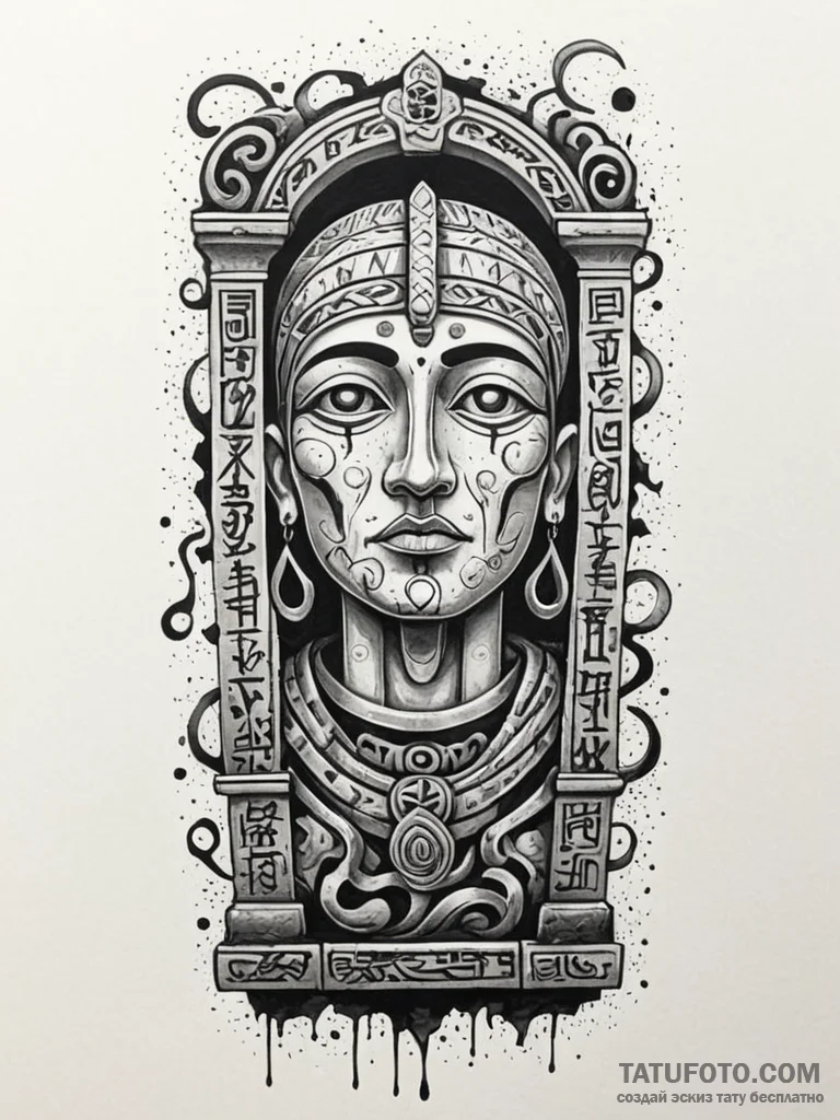 An ancient sarcophagus in a dimly lit tomb, i... - эскиз тату (№1751748345_0, 05.07.2025 20:45) — Tatufoto.com