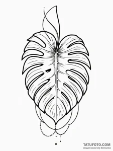 Monstera leaf with intricate, geometric cutou... - эскиз тату (№1751748599_0, 05.07.2025 20:49) — Tatufoto.com