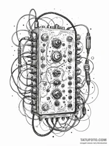 Switchboard from the 1940s, with glowing, oth... - эскиз тату (№1751748768_0, 05.07.2025 20:52) — Tatufoto.com