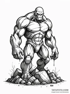 Rock golem breaking through ground, tattoo sk... - эскиз тату (№1751748937_0, 05.07.2025 20:55) — Tatufoto.com