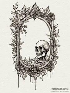 Bone mirror revealing shadow form, tattoo dra... - эскиз тату (№1751749191_0, 05.07.2025 20:59) — Tatufoto.com
