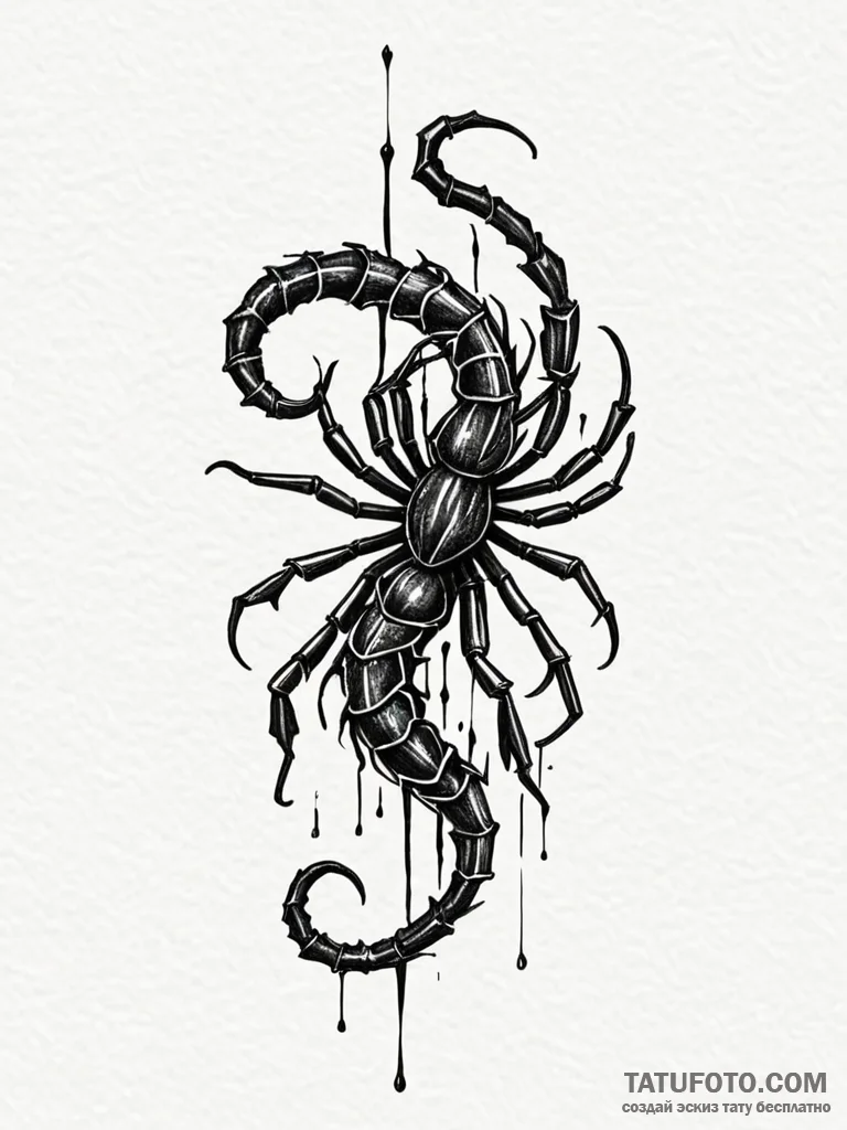 Scorpio, ink illustration for tattoo, on a cl... - эскиз тату (№1751749445_0, 05.07.2025 21:04) — Tatufoto.com