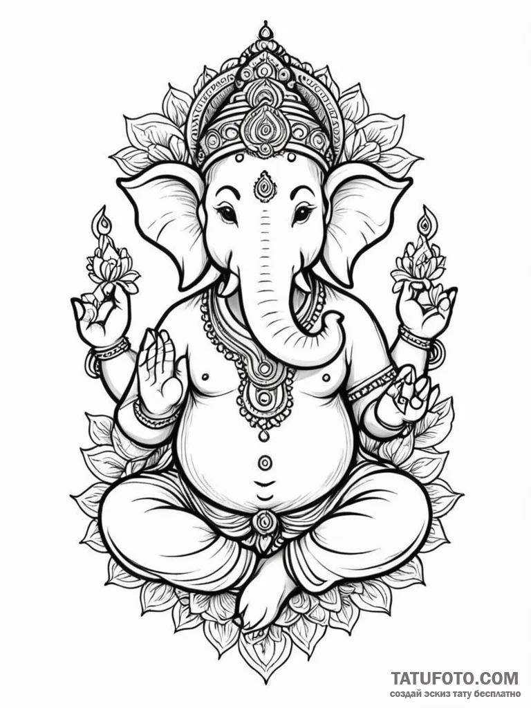 Ganesha - эскиз тату (№1751749529_0, 05.07.2025 21:05) — Tatufoto.com