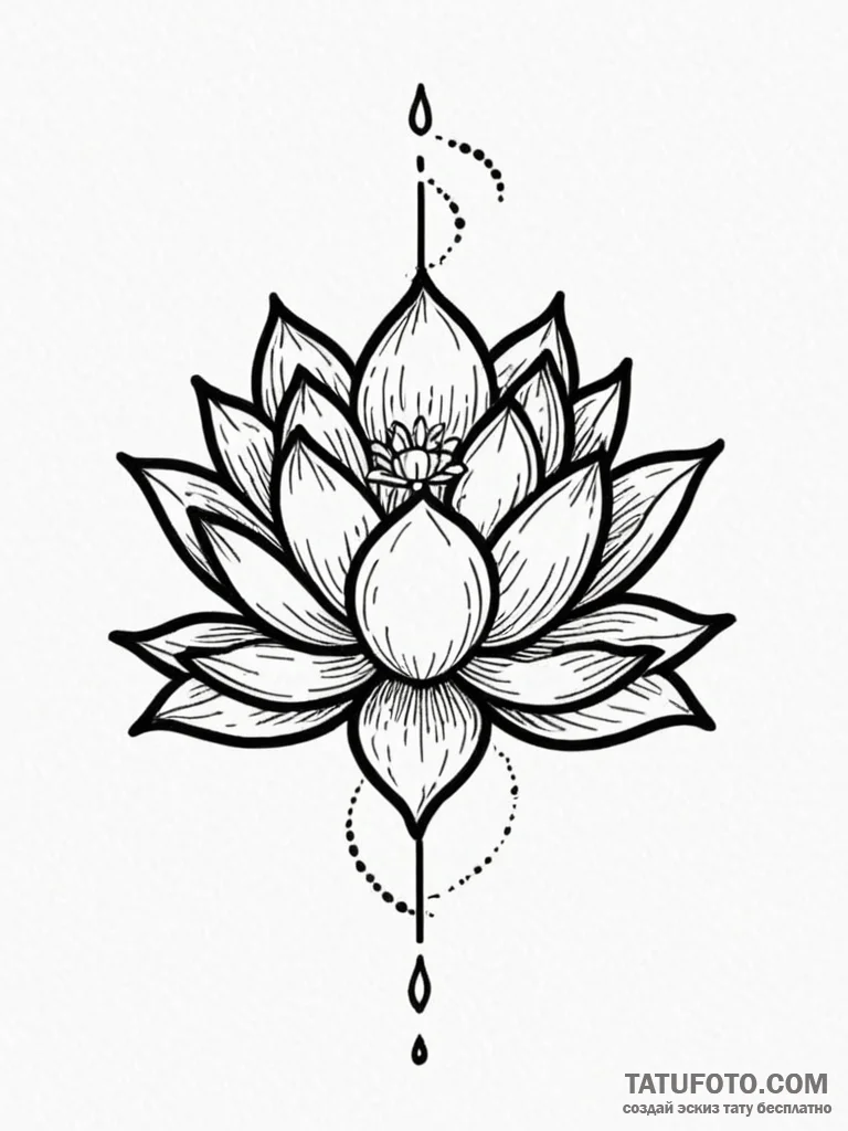 Unalome symbol ending in a lotus flower, tatt... - эскиз тату (№1751749698_0, 05.07.2025 21:08) — Tatufoto.com