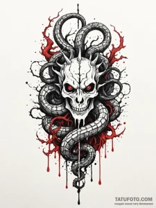Ghost serpent crowned with roots, tattoo sket... - эскиз тату (№1751749870_0, 05.07.2025 21:11) — Tatufoto.com