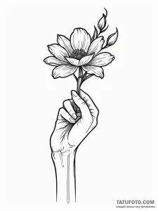 Victorian-era hand holding a single, wilting... - эскиз тату (№1751749954_0, 05.07.2025 21:12) — Tatufoto.com