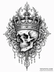 Hollow crown resting on bones, tattoo line ar... - эскиз тату (№1751750292_0, 05.07.2025 21:18) — Tatufoto.com