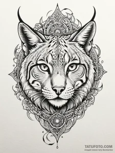 Lynx prowling through ruins, tattoo drawing o... - эскиз тату (№1751750544_0, 05.07.2025 21:22) — Tatufoto.com