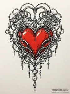 Ashen heart pierced by chains, tattoo sketch... - эскиз тату (№1751750717_0, 05.07.2025 21:25) — Tatufoto.com