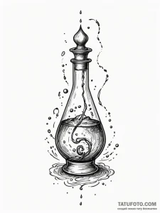 Vial containing a swirling, magical potion, a... - эскиз тату (№1751750802_0, 05.07.2025 21:26) — Tatufoto.com