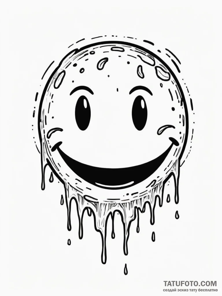 Acid smiley face, melting and glitching, tatt... - эскиз тату (№1751750974_0, 05.07.2025 21:29) — Tatufoto.com