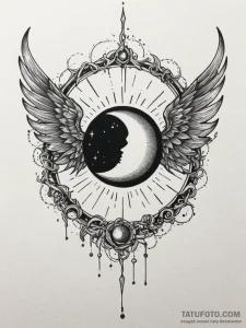 Eclipse wings devouring light, tattoo drawing... - эскиз тату (№1751751397_0, 05.07.2025 21:36) — Tatufoto.com