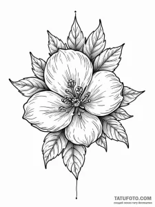 A single cotton plant boll, tattoo line art,... - эскиз тату (№1751751651_0, 05.07.2025 21:40) — Tatufoto.com