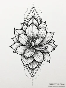 Petal blade beneath spectral bloom, tattoo dr... - эскиз тату (№1751752072_0, 05.07.2025 21:47) — Tatufoto.com