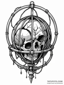 Orb bound in bone cage, artistic tattoo sketc... - эскиз тату (№1751752239_0, 05.07.2025 21:50) — Tatufoto.com