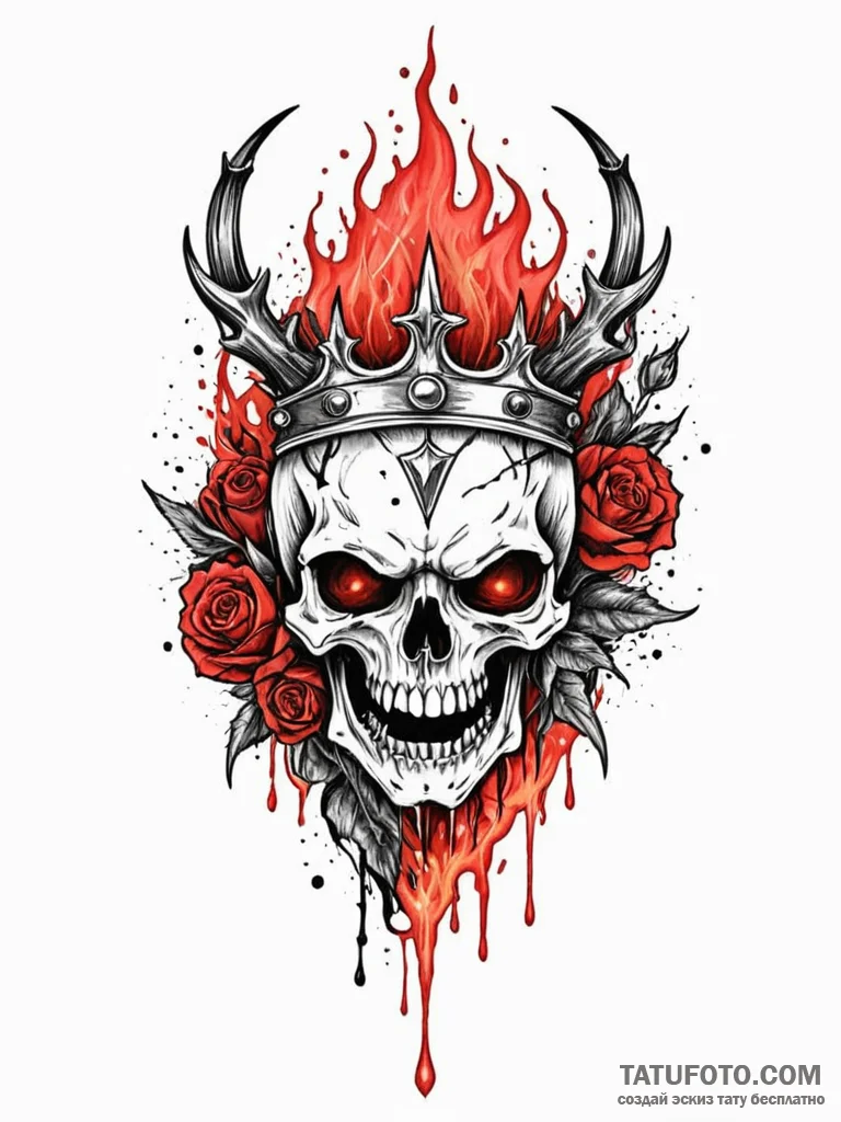 Thorn crown devouring flame, tattoo flash she... - эскиз тату (№1751752323_0, 05.07.2025 21:52) — Tatufoto.com
