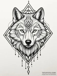 Atomic wolf with neon fur, tattoo flash sheet... - эскиз тату (№1751752575_0, 05.07.2025 21:56) — Tatufoto.com