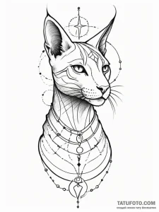Bastet silhouette filled with a star map, tat... - эскиз тату (№1751752744_0, 05.07.2025 21:59) — Tatufoto.com
