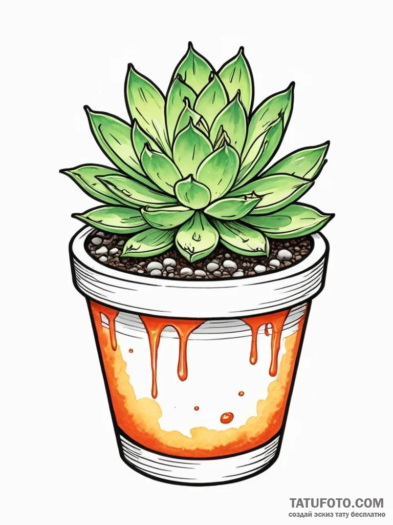 Succulent in a tiny pot, artistic tattoo sket... - эскиз тату (№1751752828_0, 05.07.2025 22:00) — Tatufoto.com