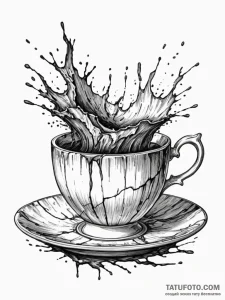Galaxy spilling from a cracked teacup, concep... - эскиз тату (№1751753166_0, 05.07.2025 22:06) — Tatufoto.com