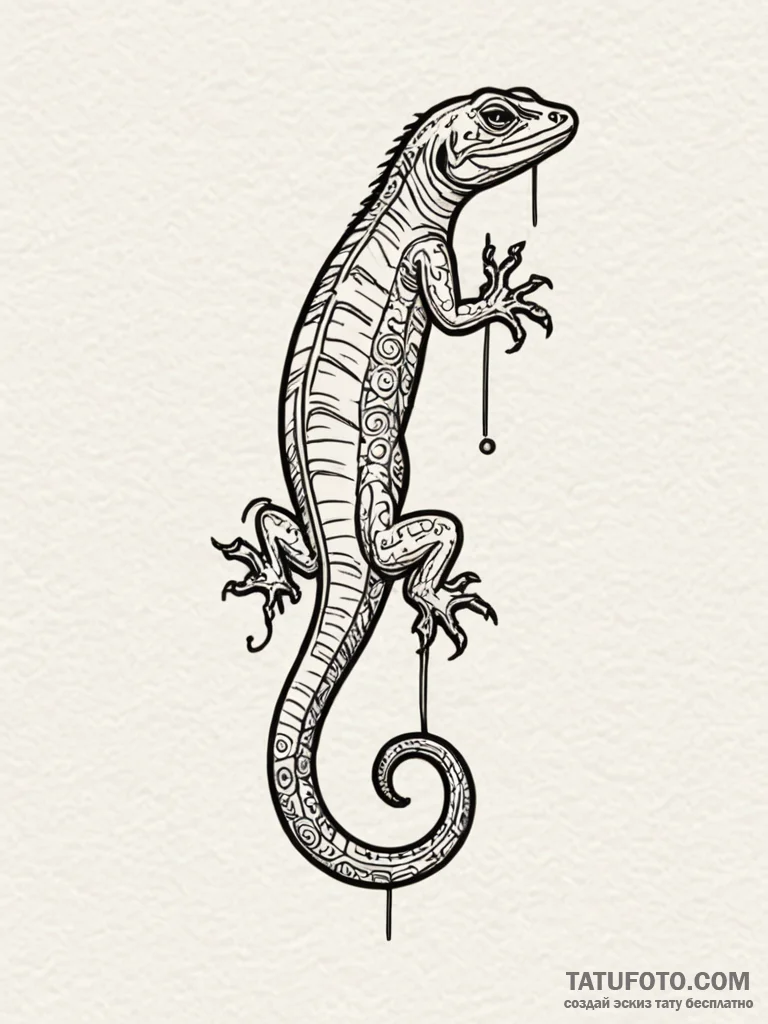 Lizard tail binding key, concept art for tatt... - эскиз тату (№1751754018_0, 05.07.2025 22:20) — Tatufoto.com