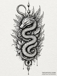 Jungle serpent crowned with starlight, tattoo... - эскиз тату (№1751754188_0, 05.07.2025 22:23) — Tatufoto.com