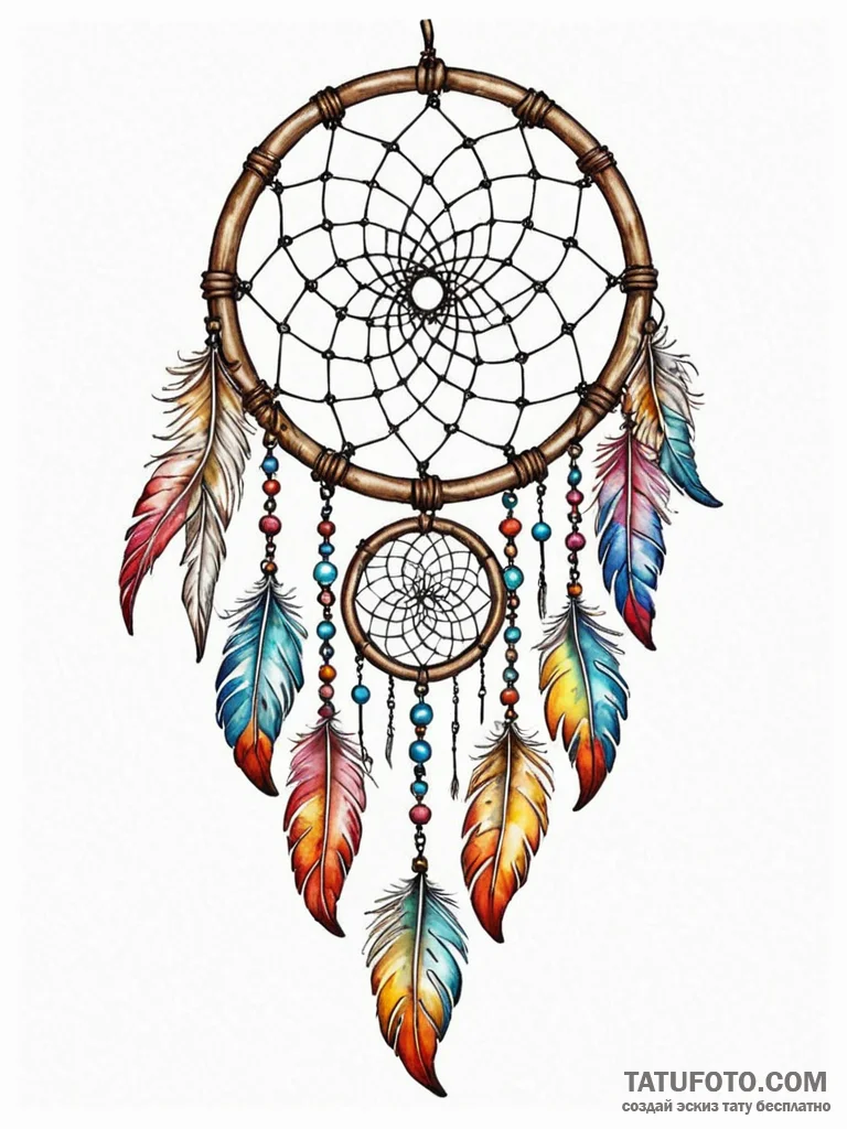 Dreamcatcher made of bones, tattoo sketch des... - эскиз тату (№1751754527_0, 05.07.2025 22:28) — Tatufoto.com
