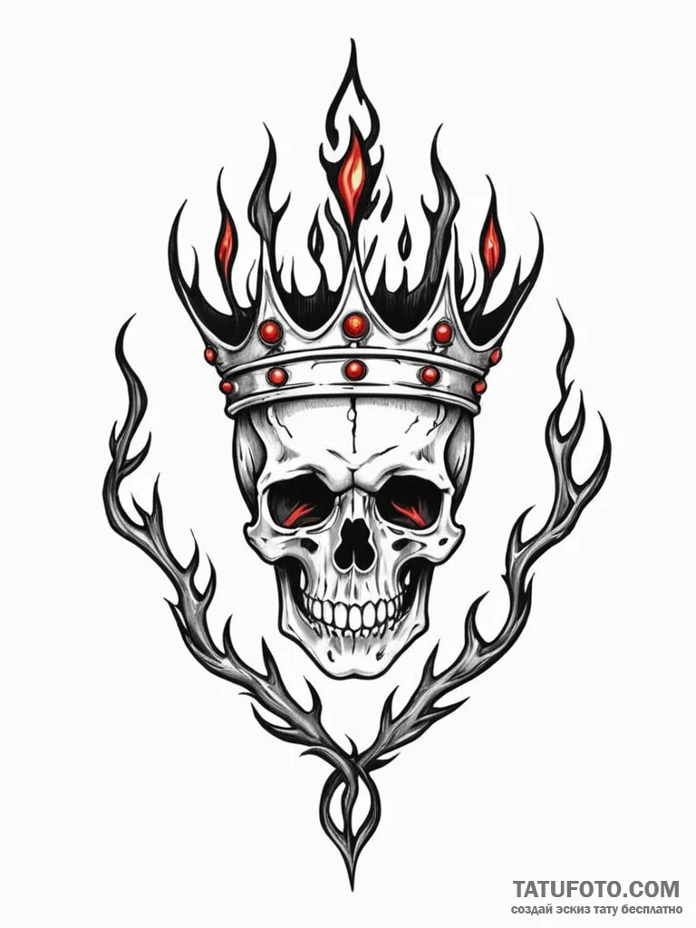 Bone crown forged in flame, tattoo drawing ou... - эскиз тату (№1751754697_0, 05.07.2025 22:31) — Tatufoto.com